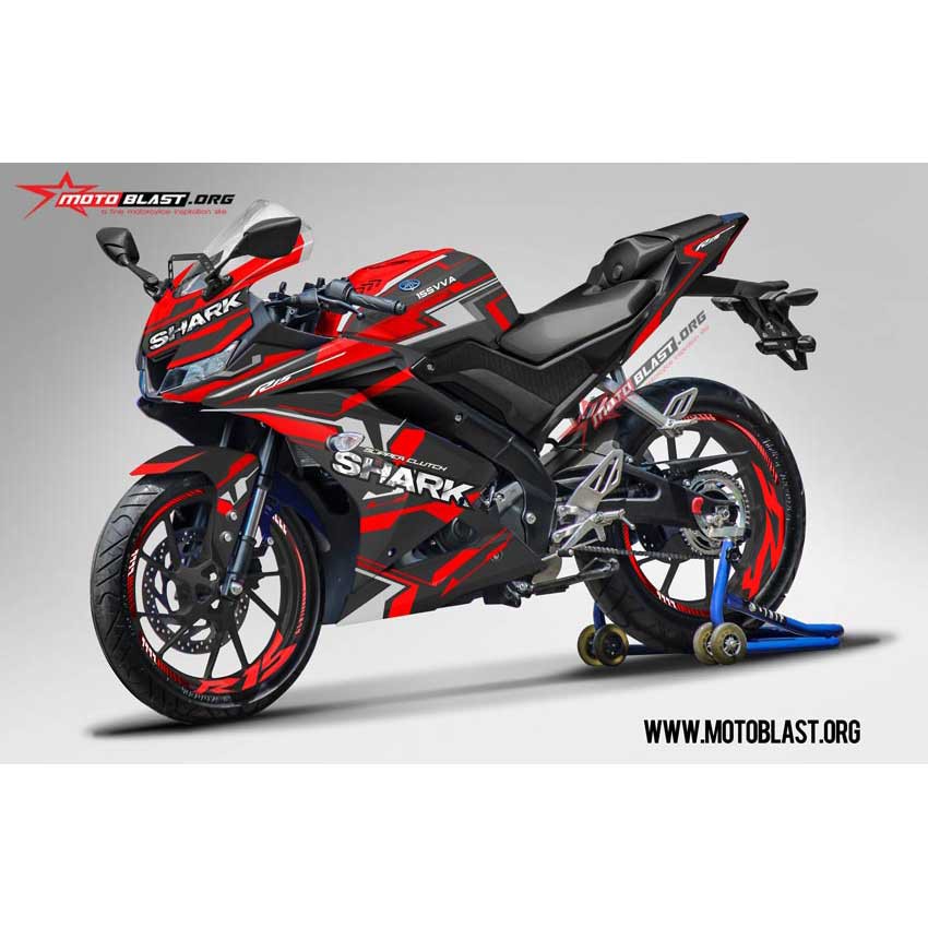 Decal Stiker R15 V3 BLACK RED SHARK