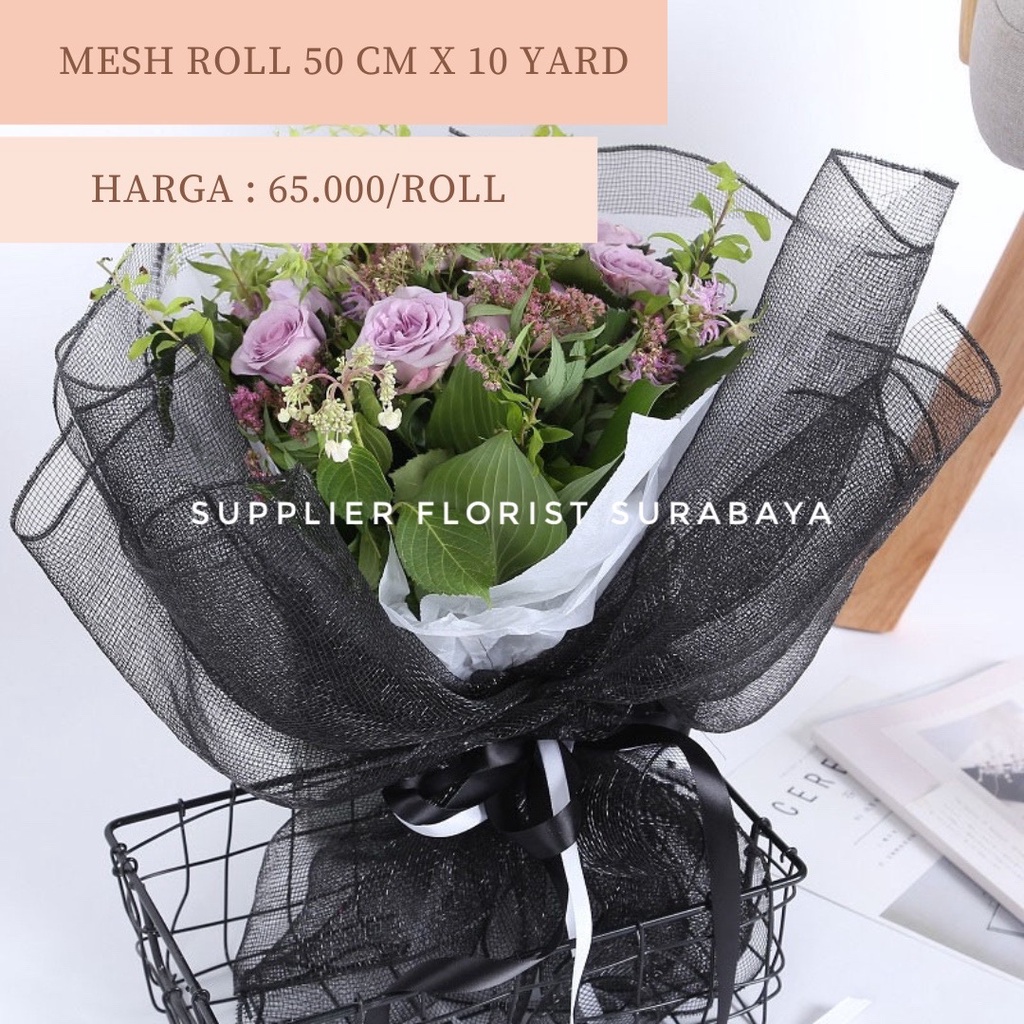 POLYNET SPIDERNET MESH ROLL WRAPPING PAPER KOREA / WRAP BUNGA JARING/Flower Wrapping Paper Polynet Korea