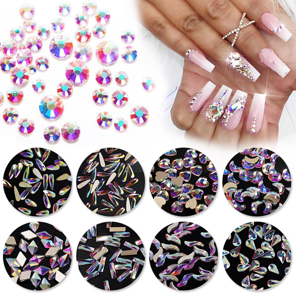 Needway   Nail Art Rhinestones Memanjang Teardrop Fashion Kristal Permata Glitter Manikur Aksesoris Kristal DIY Ornamen