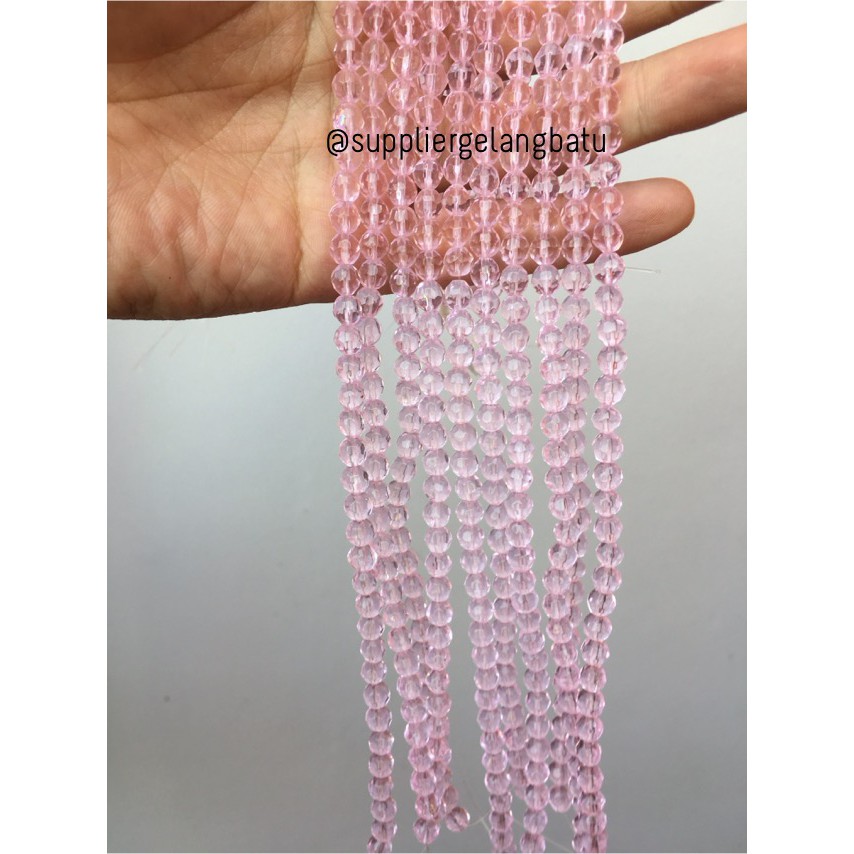 kristal bola dunia cutting 6mm PINK rose quartz kuarsa ceko bulat beads aksesoris supplier fashion