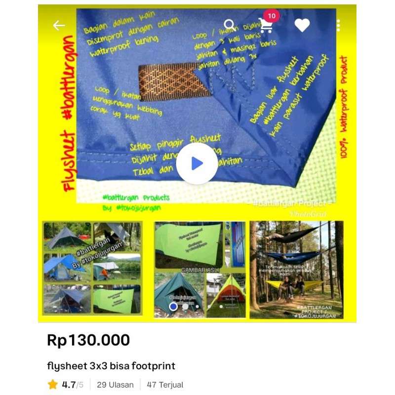 flysheet / footprint battlergan 3x3 meter waterproof 100%