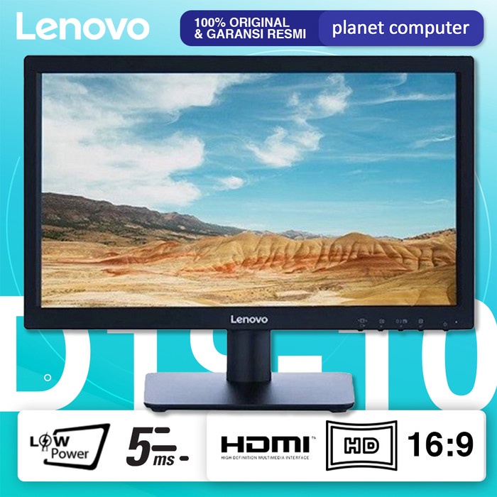 Monitor LED Lenovo D19 D1910 D19-10 19&quot; VGA HDMI 5ms 16:9 HD 1366x768