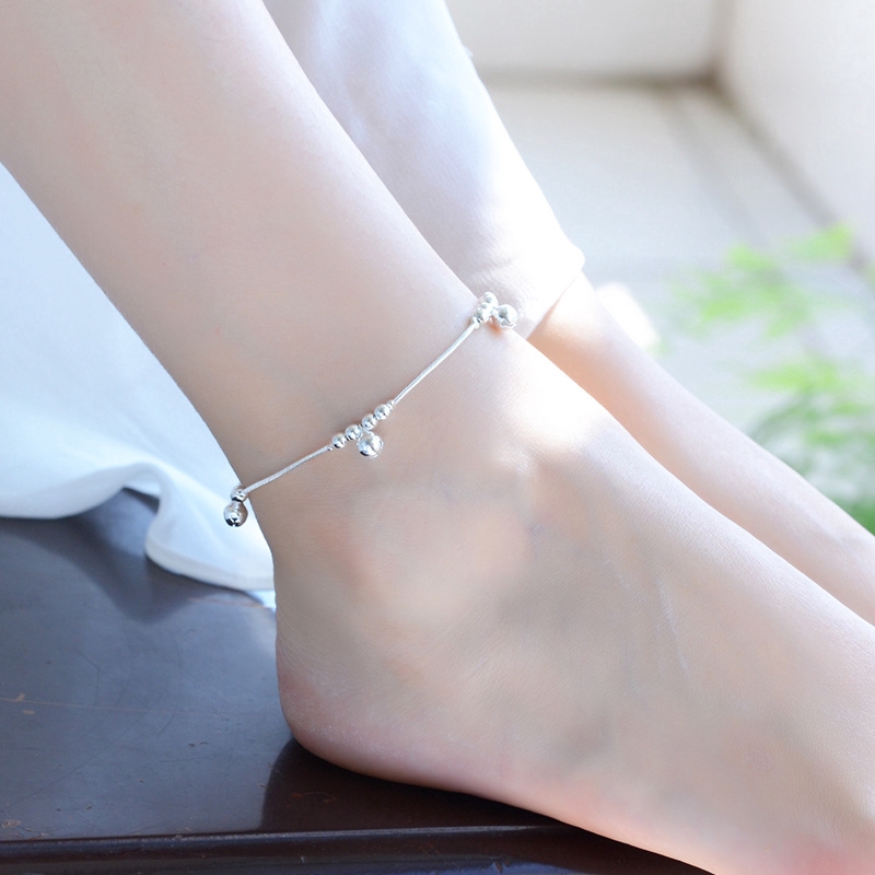 Fashion Aksesoris S925 Pure Silver Foot Chain Bell Bentuk Desain Kepribadian Sederhana Serbaguna