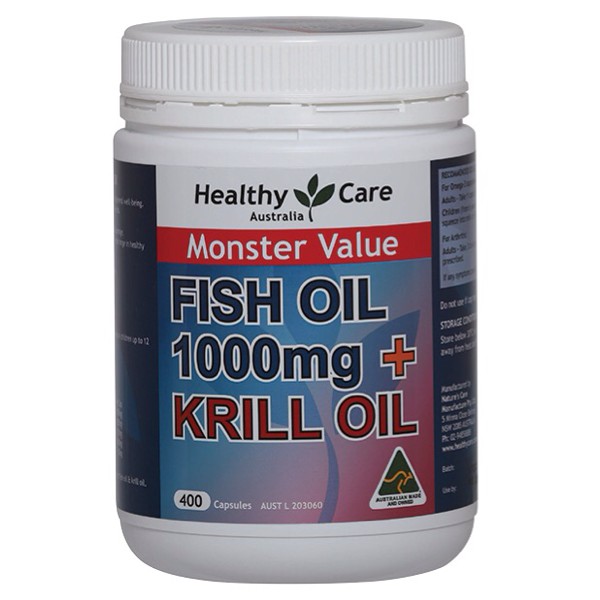 healthy care omega 3 fish oil 1000 mg + krill oil omg