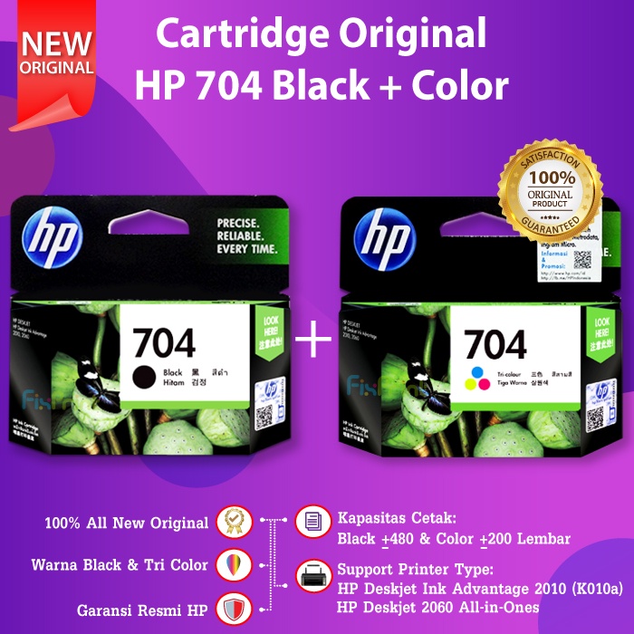 Cartridge HP 704 Black Ink CN692AA Tinta Printer 2010 K010 2060 K110