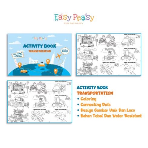 kiddiwear Easy Peasy - Activity Coloring Book - Buku Edukasi Belajar Menggambar dan Mewarnai