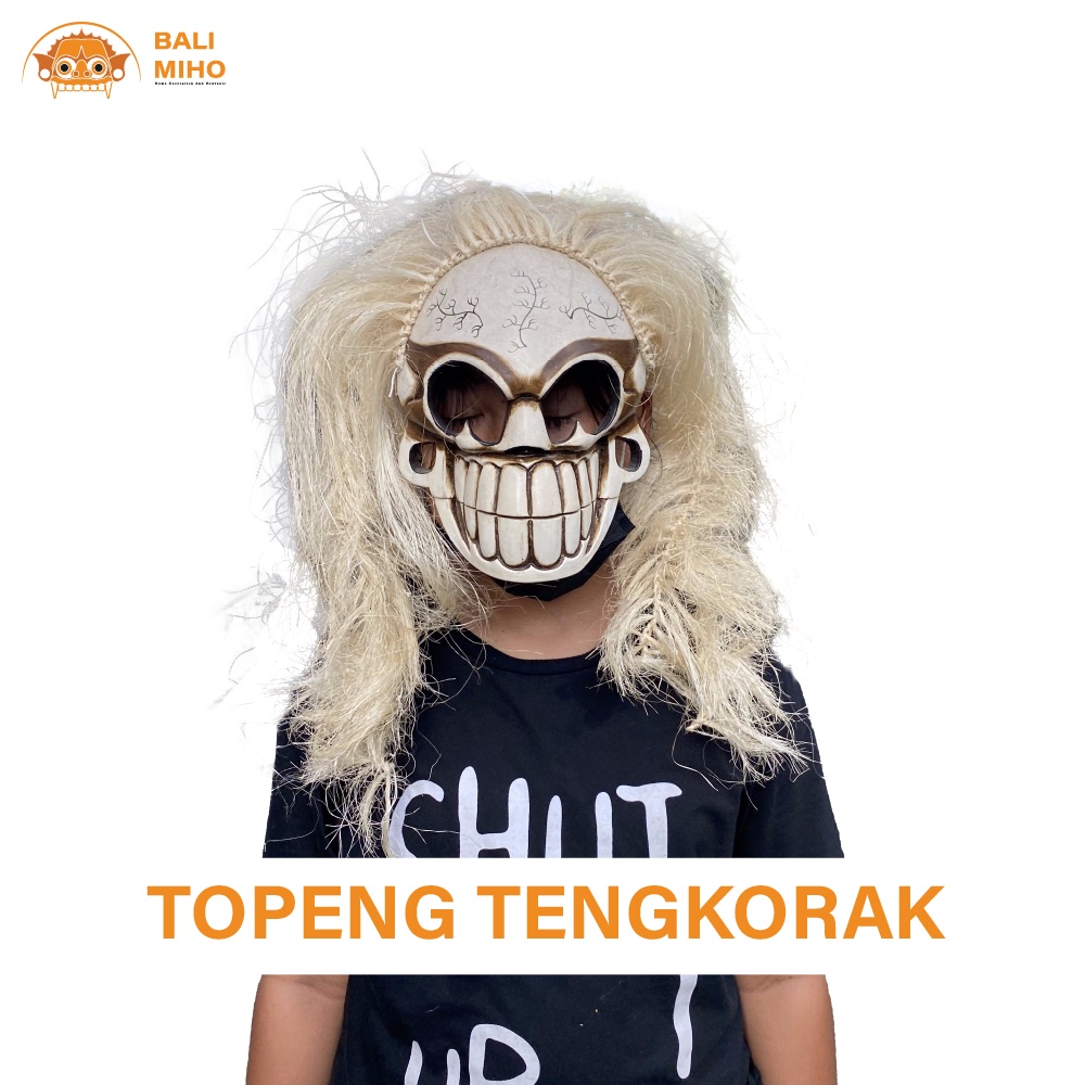 Topeng Tengkorak Anak Anak - Topeng Antik Kayu - Topeng Monster Kayu - Topeng Bali - Topeng Tengkora