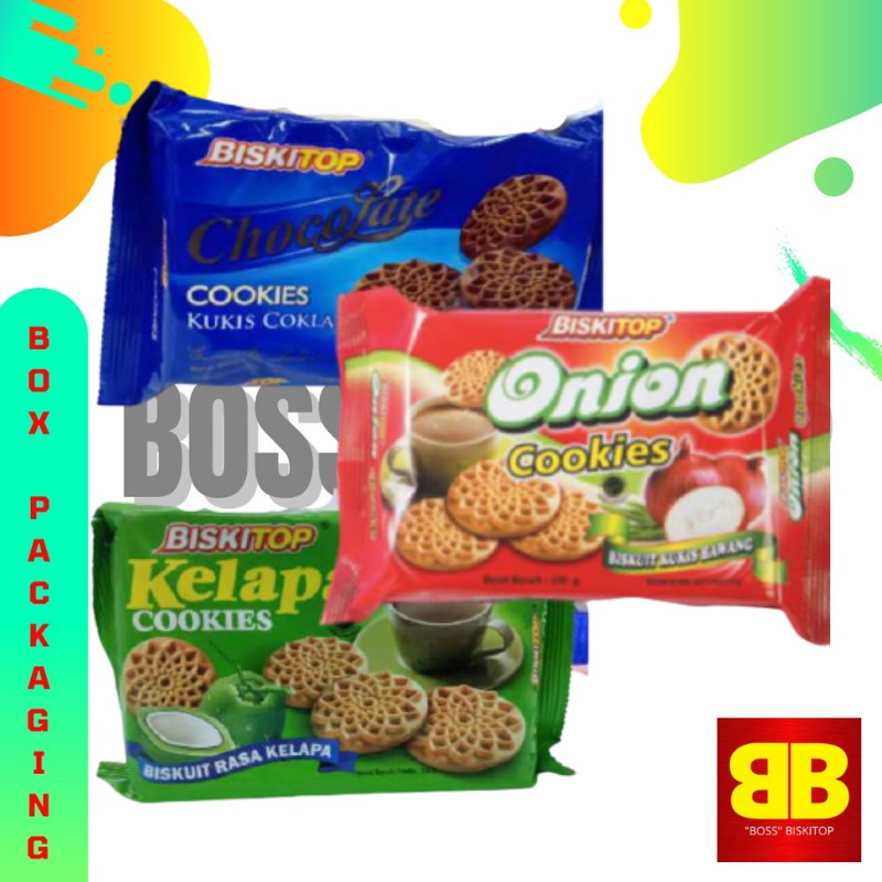 

BB - BISKITOP COOKIES 12 330g Biskuit Kue Kering Anak Dewasa Enak Renyah Biscuit Rasa Bawang Kelapa