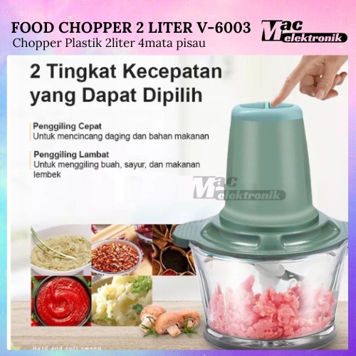 CHOPPER DAGING STAINLESS/PENGGILING DAGING PENGGILING BUMBU PENGGILING ADONAN KUE 2 LITER