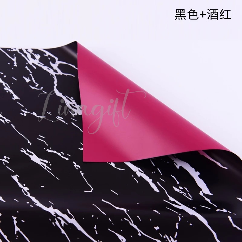 ( 5 Lembar ) BICOLOR SOLID MARBLE - FLOWER WRAPPING PAPER BICOLOR KOREAN CELLOPHANE PLASTIC WATERPROOF KERTAS BUNGA MARMER BUKET