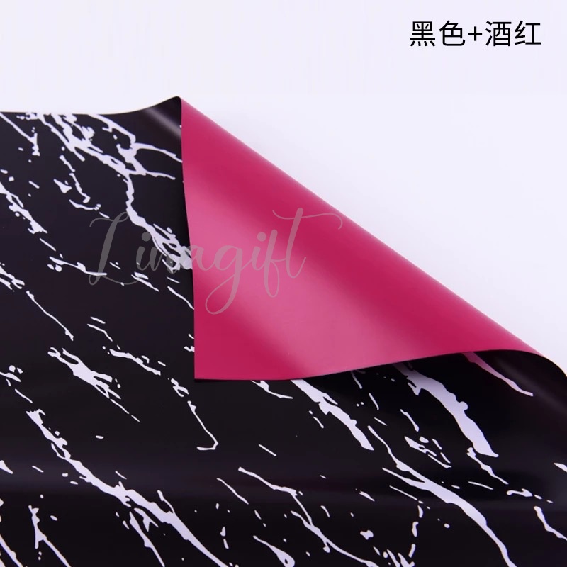 ( 5 Lembar ) BICOLOR SOLID MARBLE - FLOWER WRAPPING PAPER BICOLOR KOREAN CELLOPHANE PLASTIC WATERPROOF KERTAS BUNGA MARMER BUKET