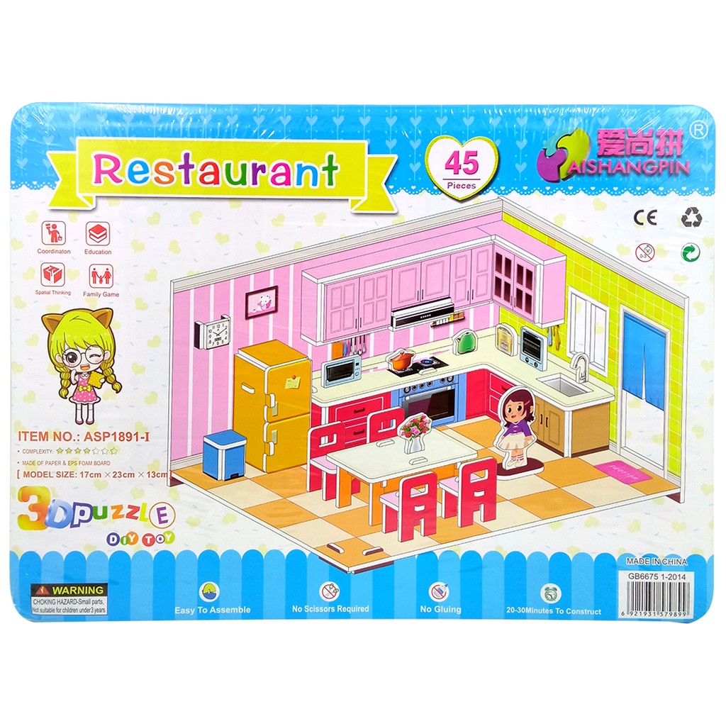 DIY 3D Puzzle Tempat dan Ruang Mainan Jigsaw Edukasi Anak