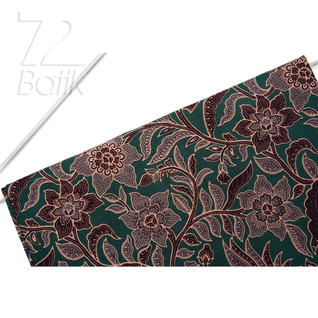 KAIN BATIK PREMIUM Bahan Katun Motif Kembang Sekar Warna Hijau Ijo Hitam 721480 Cap 72 Jarik Jarit Samping Kebat Panjang Batik Katun Modern Premium Bahan Seragam Batik Pernikahan Kantor Keluarga Murah Kamen Jadi Batik Bali Lembaran