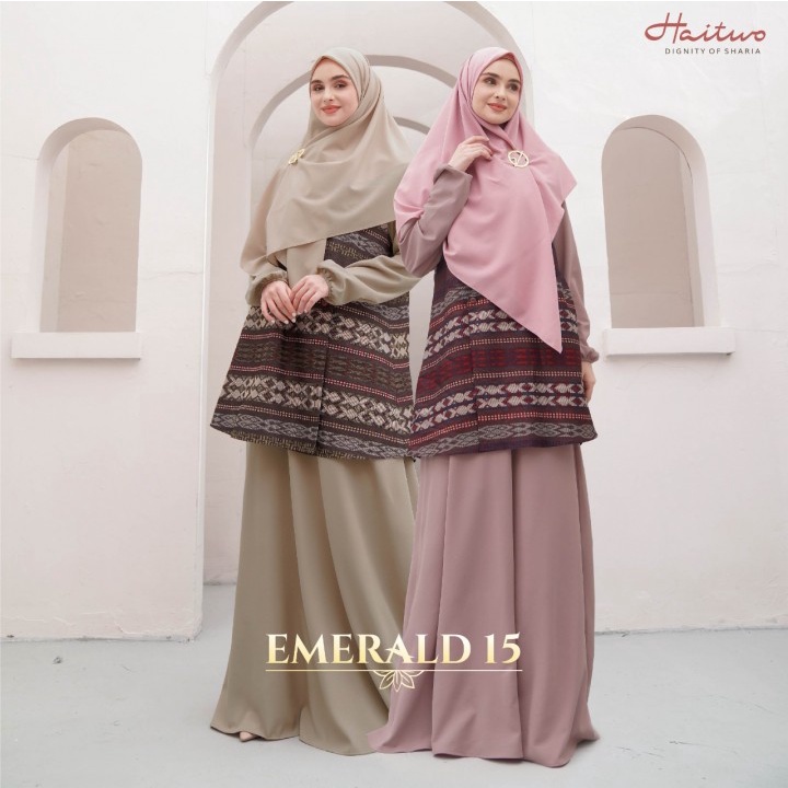 GAMIS HAITWO EMERALD 015 TERBARU 2022/ GAMIS MIX OUTER TENUN HAITWO EMERALD 015/ GAMIS KONDANGAN EME