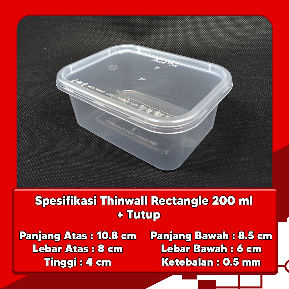 kotak plastik persegi panjang 200ml / thinwall plastik 200ml MURAH