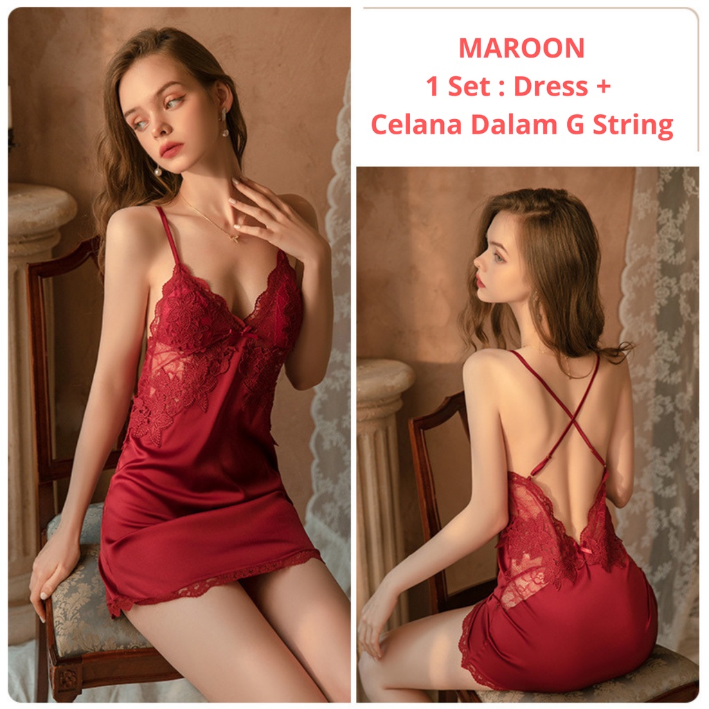 Baju Tidur Sexy Wanita Lingerie Seksi Bahan High Quality Import Dapat Free Celana Dalam 1170