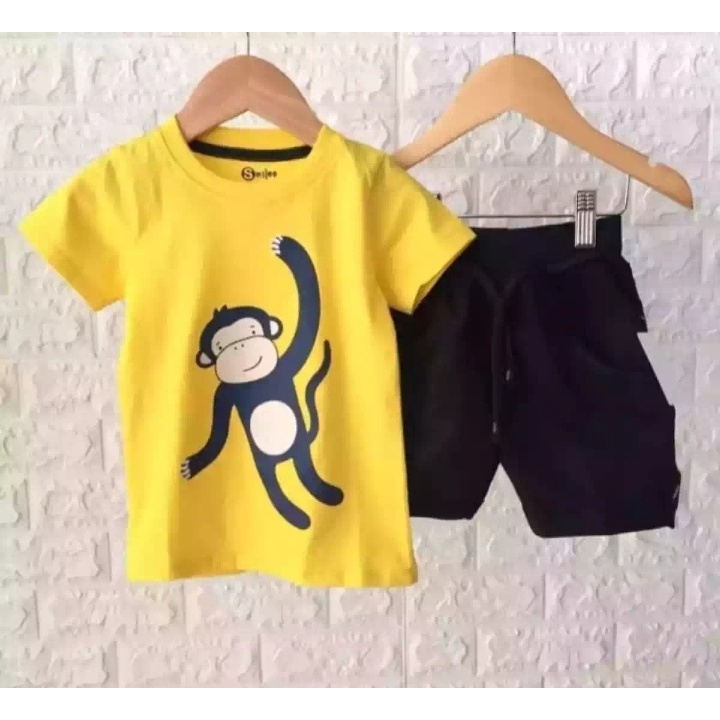 SETELAN CROSS KIDS SETELAN ANAK LAKI LAKI SETELAN ANAK PEREMPUAN MOTIF MONKEY 1-5 TAHUN SETELAN ANAK