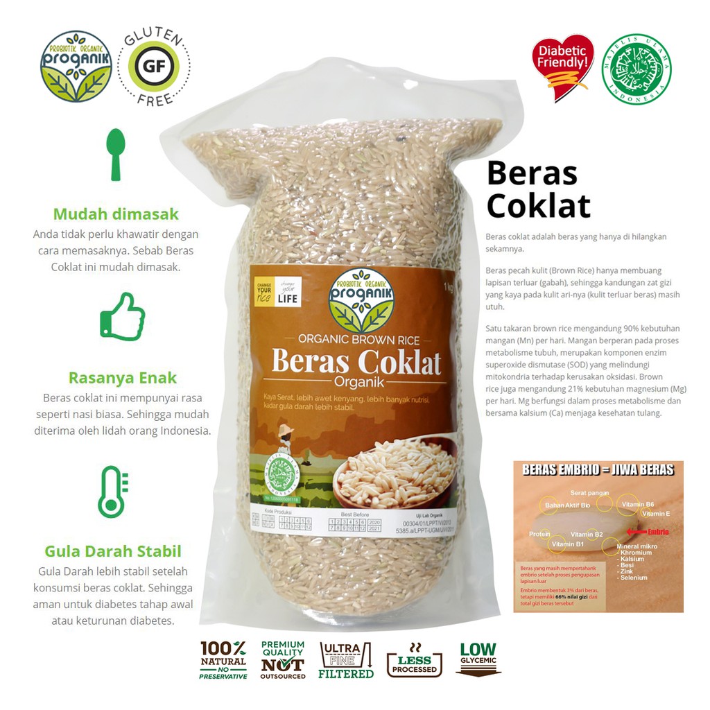 

BERAS COKLAT ORGANIK 1kg BERAS COKELAT BROWN RICE BERAS ORGANIK BERAS JSR BERAS MPASI