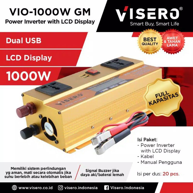 Power Inverter Smart Visero with LCD Display 1000W (VIO-1000W GM)