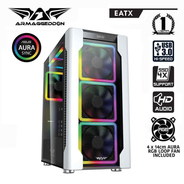 Armaggeddon Airstream S140 E-ATX Gaming PC Case - 4x 14cm Fan Included