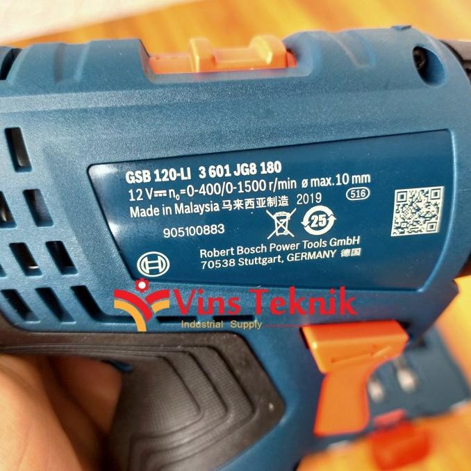 Mesin Bor Cordless Bosch Gsb 120 Li Mesin Baterai + Assesoris Gsb120Li