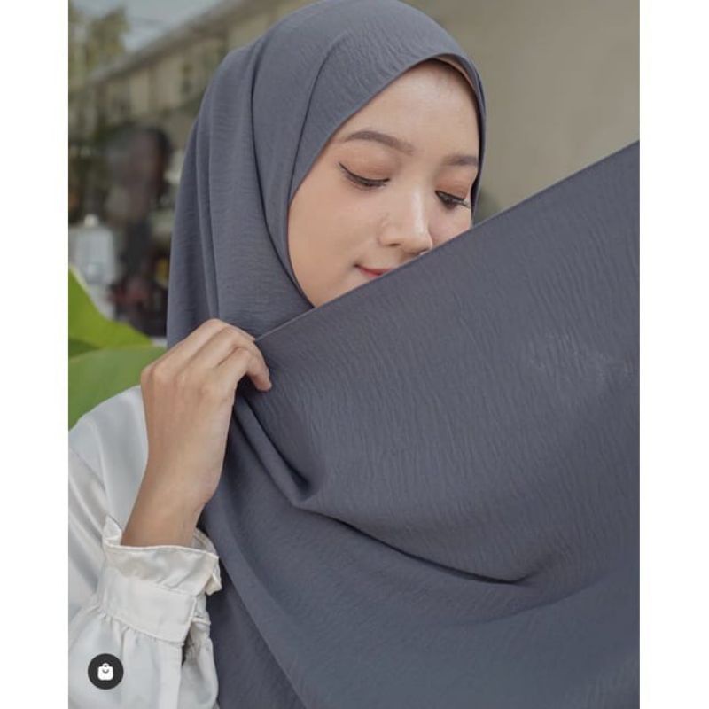 PASHMINA CRINCLE AIRFLOW COTTON SHAWL PREMIUM/HIJAB PASMINA CRINCLE AIRFLOW SHAWL 175X75-Dark grey