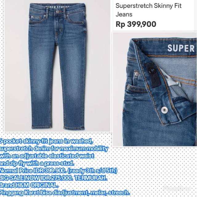 H&M ORIGINAL Celana Panjang Anak Laki Cowok Denim Jeans TERMURAH Branded SALE Celana Pendek Ready