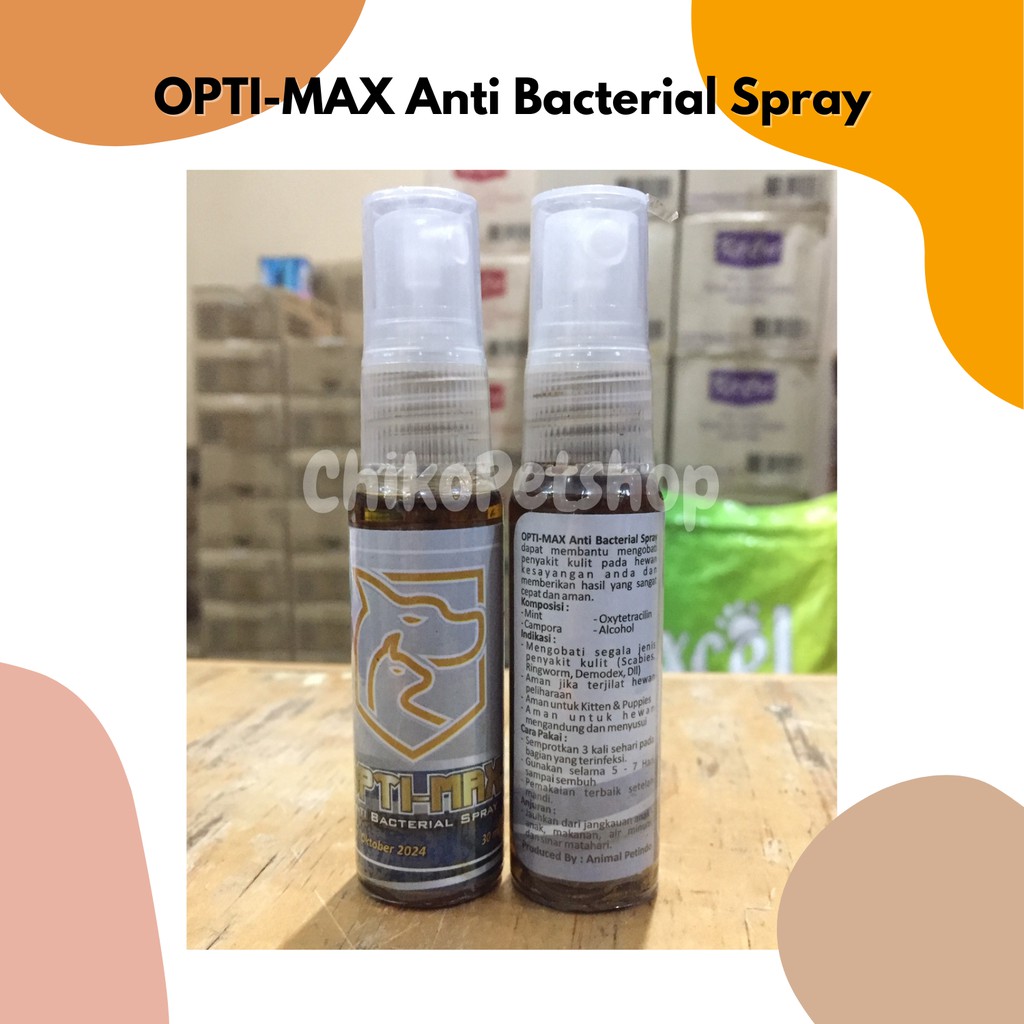 OPTI-MAX Anti Bacterial Spray Obat Hewan Anti Bakteri Virus Optimax 30 ml