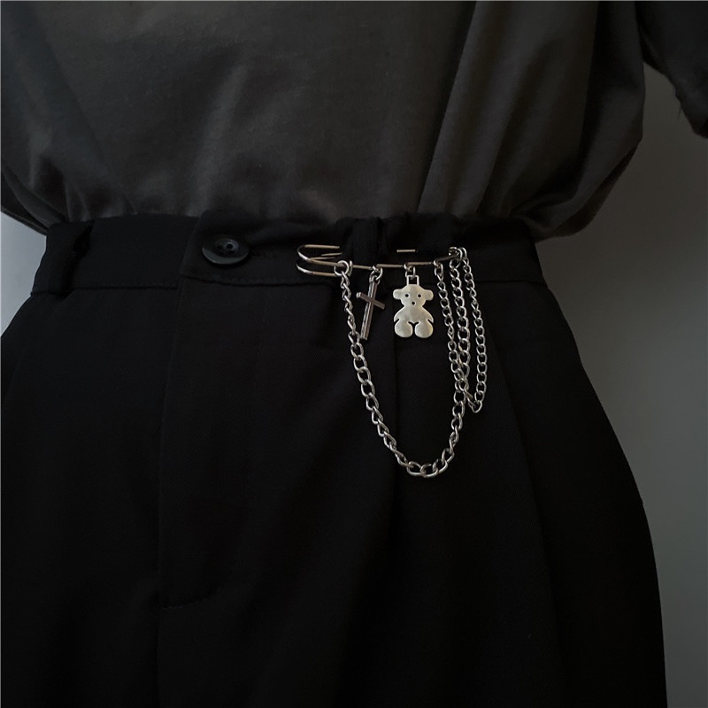 Bros Pin Bentuk Beruang Aksen Bintang Rumbai Gaya Retro Untuk Wanita