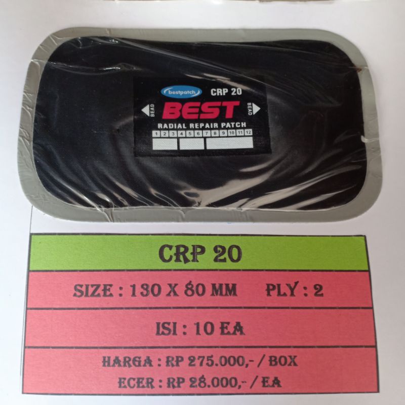 CRP 20 Radial Tyre Patch - Karet Tambal Ban Luar - Bestpatch - 1 Box isi 10pcs