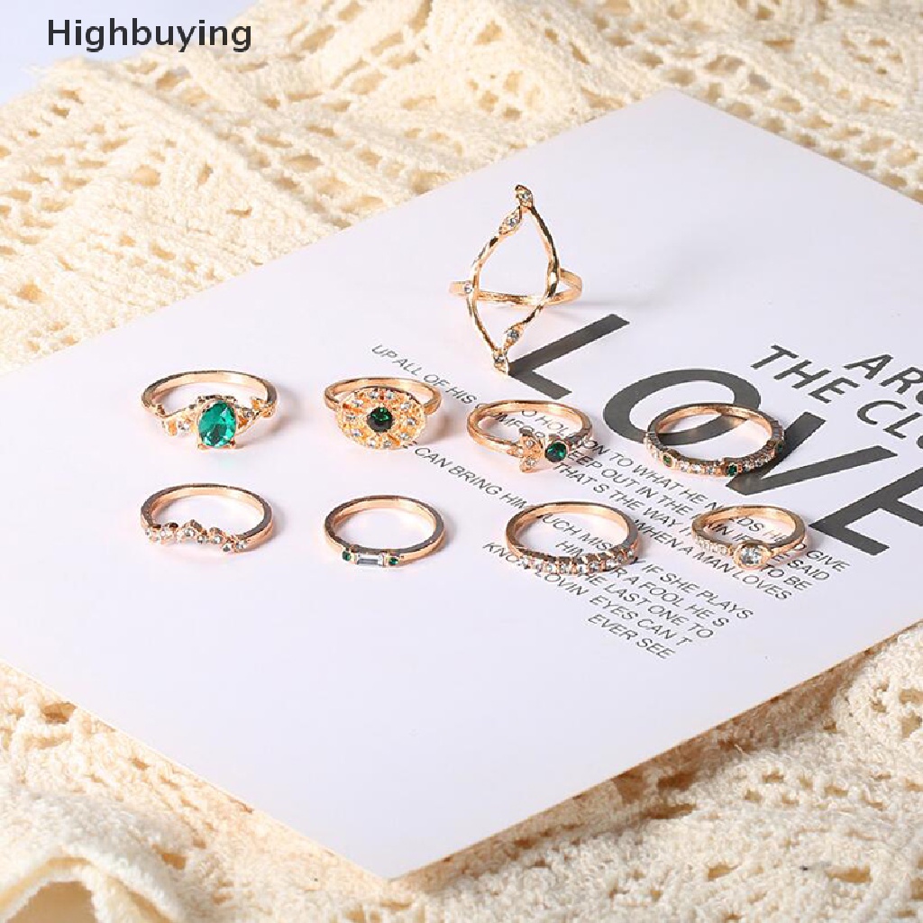 Hbid 9Pcs / Set Cincin Buku Jari Aneka Bentuk Gaya Bohemia Untuk Wanita