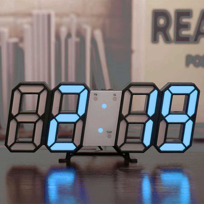 Jam Meja LED Digital Clock Modern Style Minimalist - full white