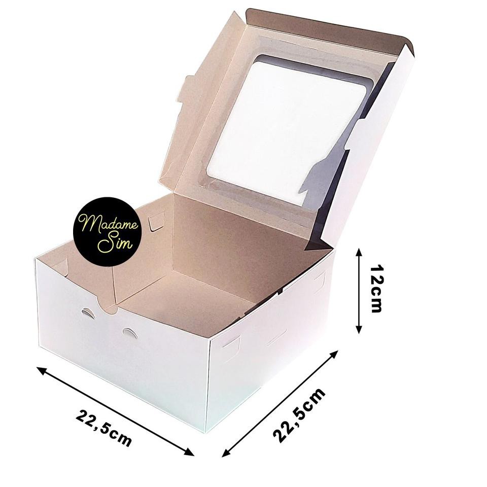 

L3W4 KOTAK KUE - CAKE BOX 22 x 22 x 12 CM - DUPLEX PUTIH ( ISI 10 PCS ) BYI