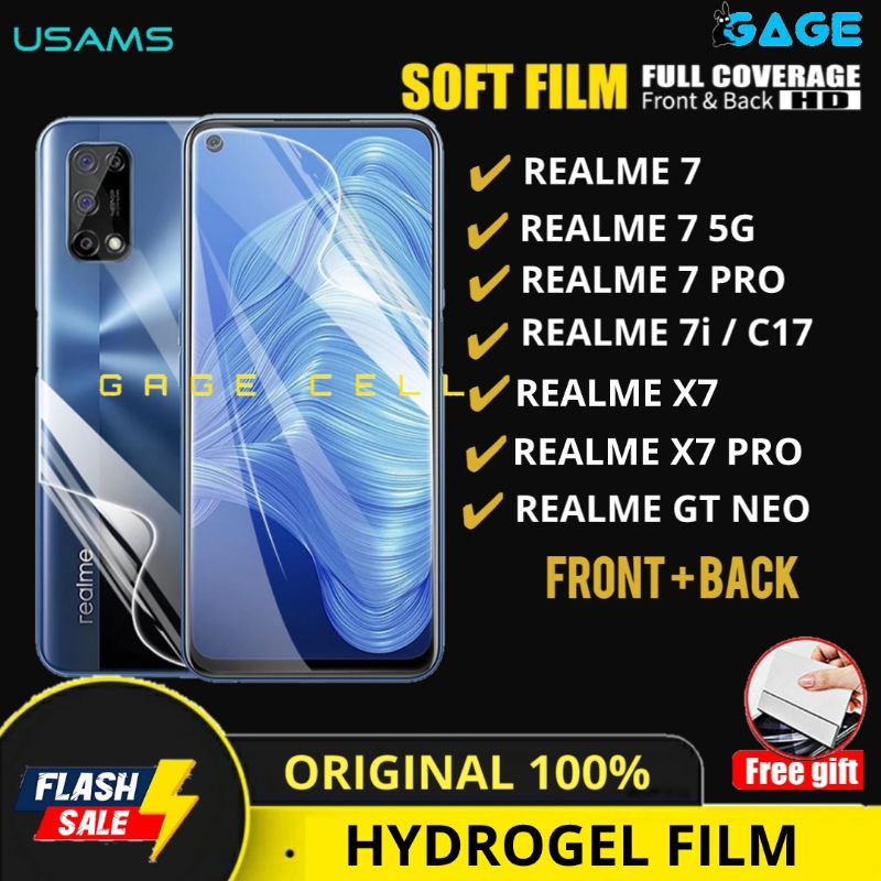 USAMS - HYDROGEL FILM CUTTING ANTI GORES REALME 7 PRO 5G 7i C17 X7 PRO GT NEO FULL SCREEN COVER