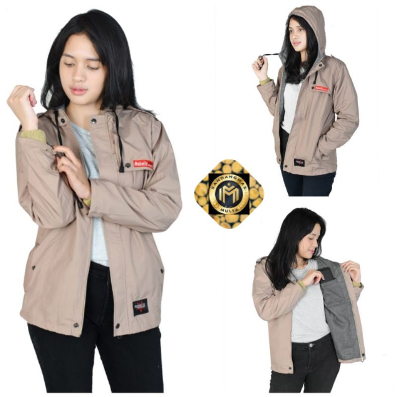 JAKET PARKA WANITA SEMI PARKA CEWEK BLAZER WATERPROOF ORIGINAL REBEL ID - SANDANGMAS MULYA-Blazer Cream