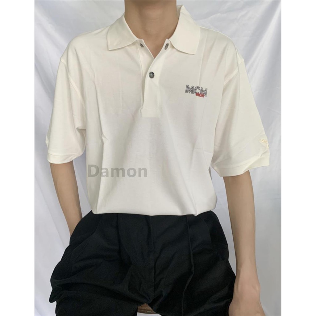 Kaos Polo Putih berkerah MCM / Polo Tshirt Putih Pria MCM / Kaos Polo Kantor semiformal kerah