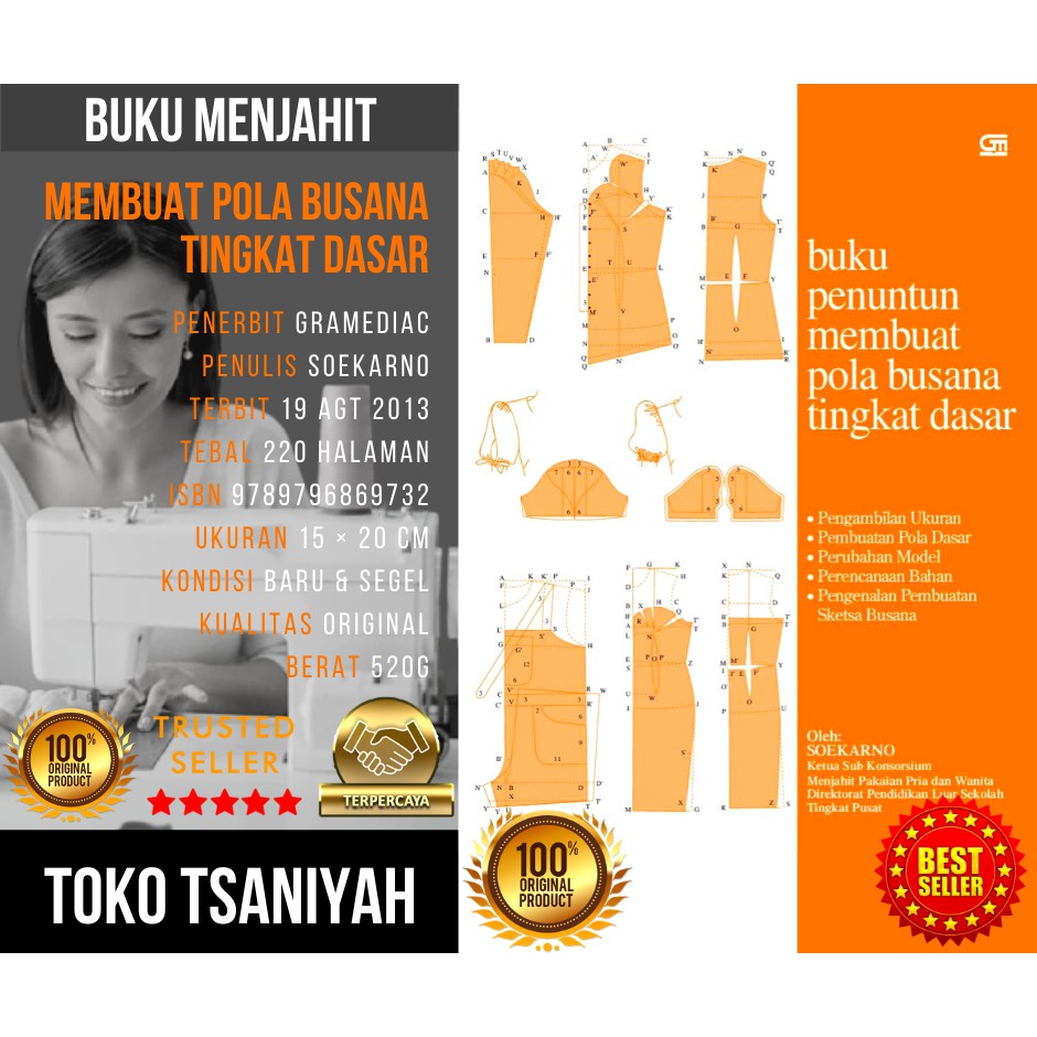 Jual Buku Penuntun Membuat Pola Busana Tingkat Dasar Soekarno Menjahit ...