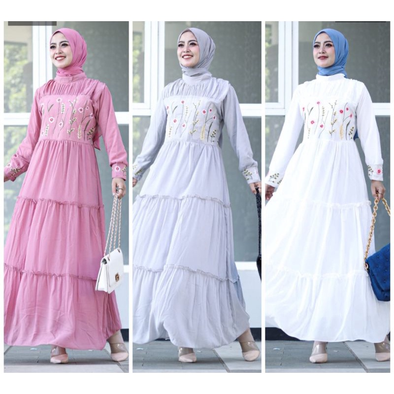 GAmis seruti andin bordir bunga / gamis seruti bunga / seruti bordir