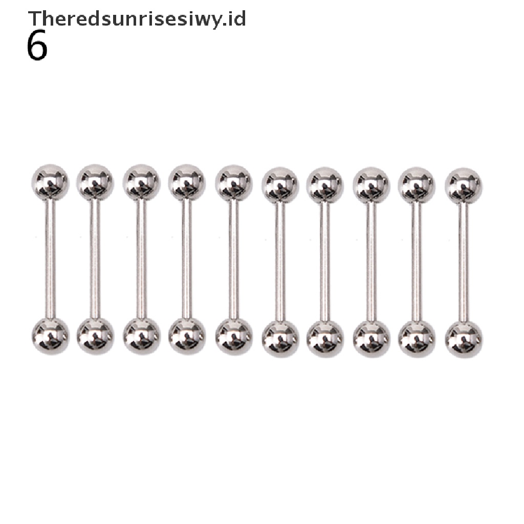 (Theredsunrisesiwy.Id) 10pcs Stainless Steel Lidah Nipple Ring Barbel Perhiasan Tindik Tubuh