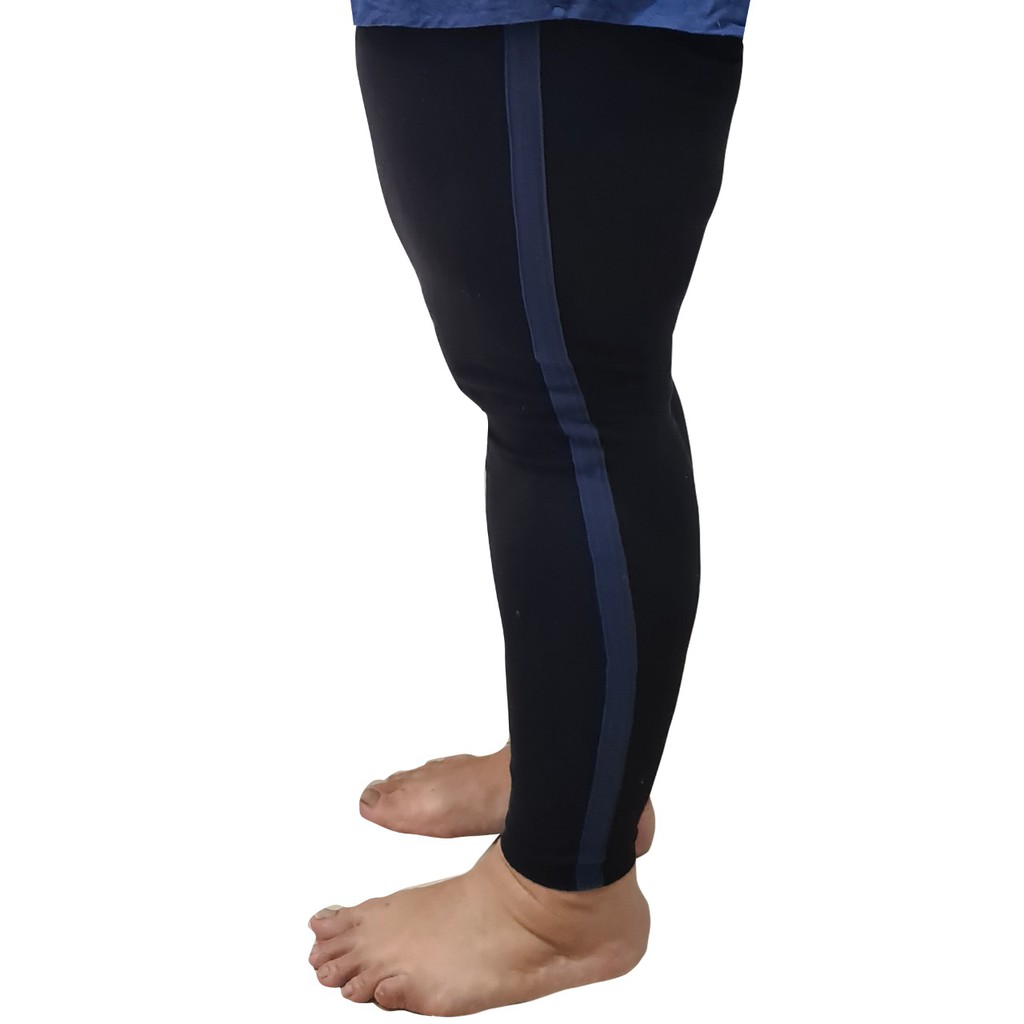 Big Size - Legging Olahraga - Hitam Strip Navy