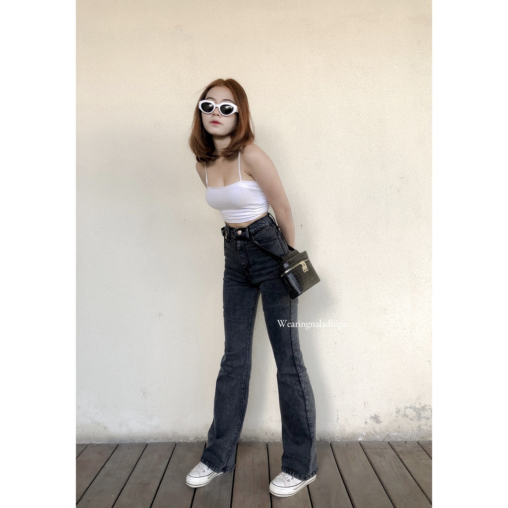 Kezia Cutbray Pants Snowblack - Highwaist Jeans Cutbray