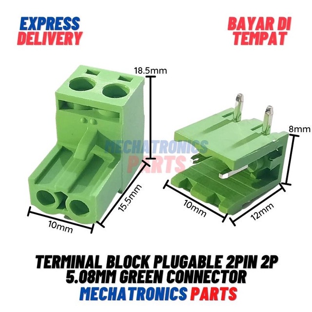 [5715] Terminal Block Plugable 2pin 2p 5.08mm Green Connector