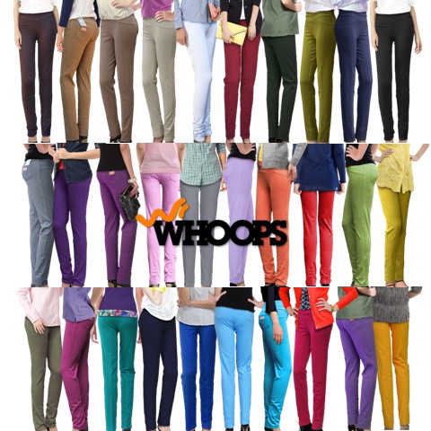 Celana Panjang Legging Whoops Pensil Basic Katun Spandex Denim Formal Casual Kerja Kuliah Murah Ori