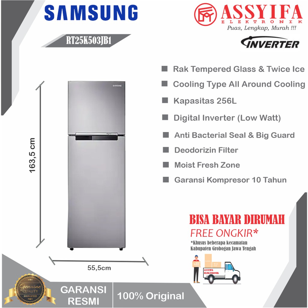KULKAS SAMSUNG 2 PINTU RT25FARBDSA DIGITAL INVERTER HEMAT LISTRIK