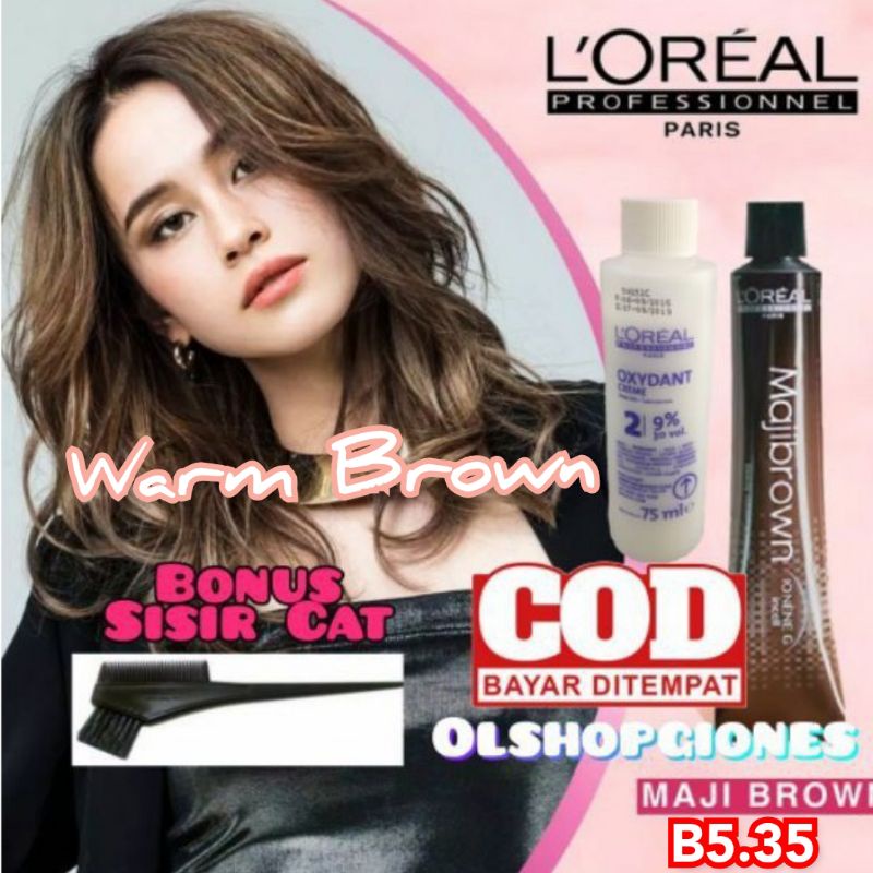 Loreal Majibrown series Cat rambut L'oreal + oxydant developer campuran 6% / 9% majifasion majirel