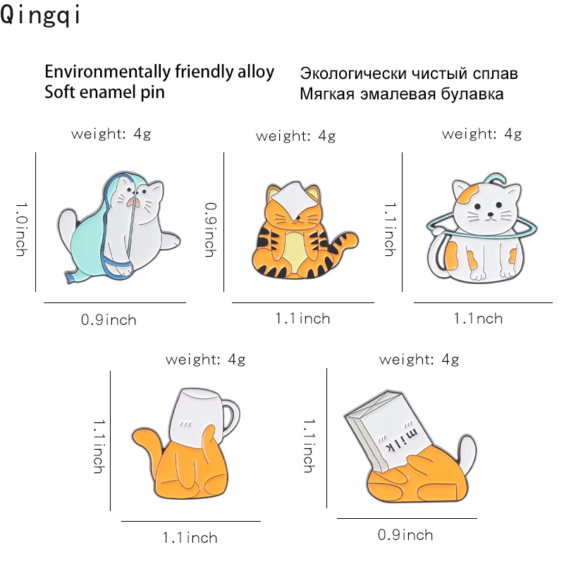 Bros Pin Enamel Bentuk Kartun Kucing Oranye Untuk Anak