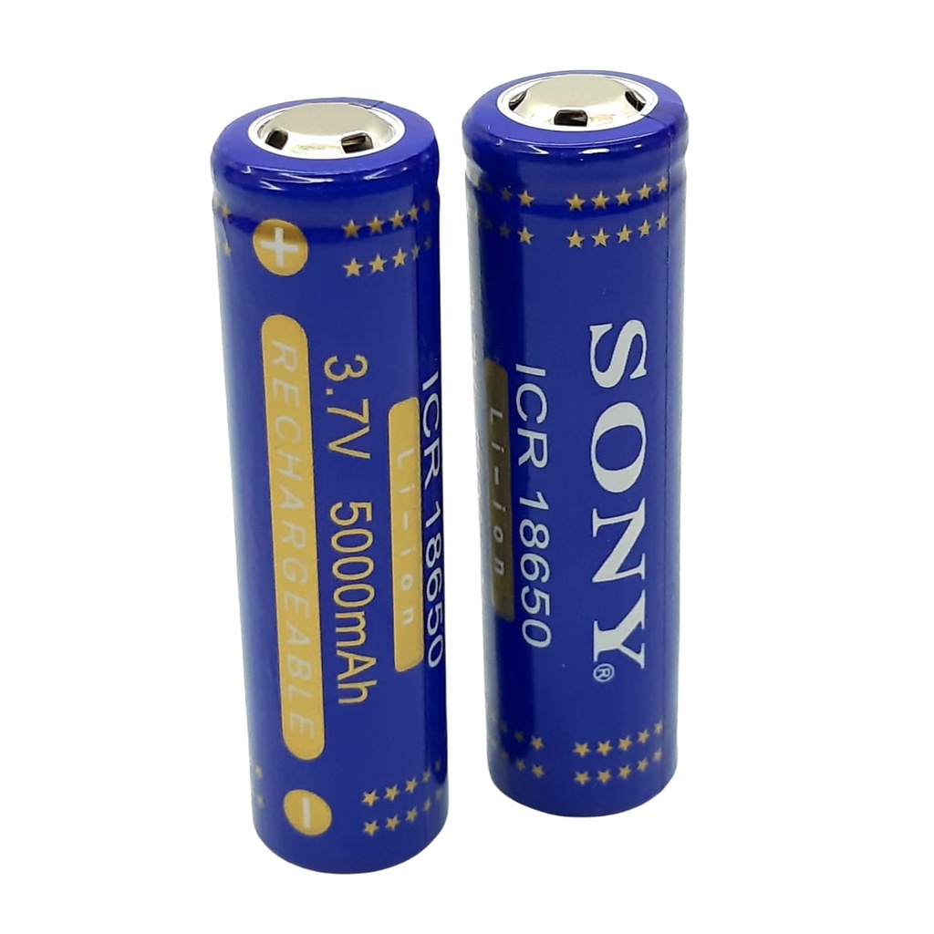 Baterai 18650 Li-ion 3.7volt - 5000mAh Warna Biru Plus Ceper Isi 2pcs