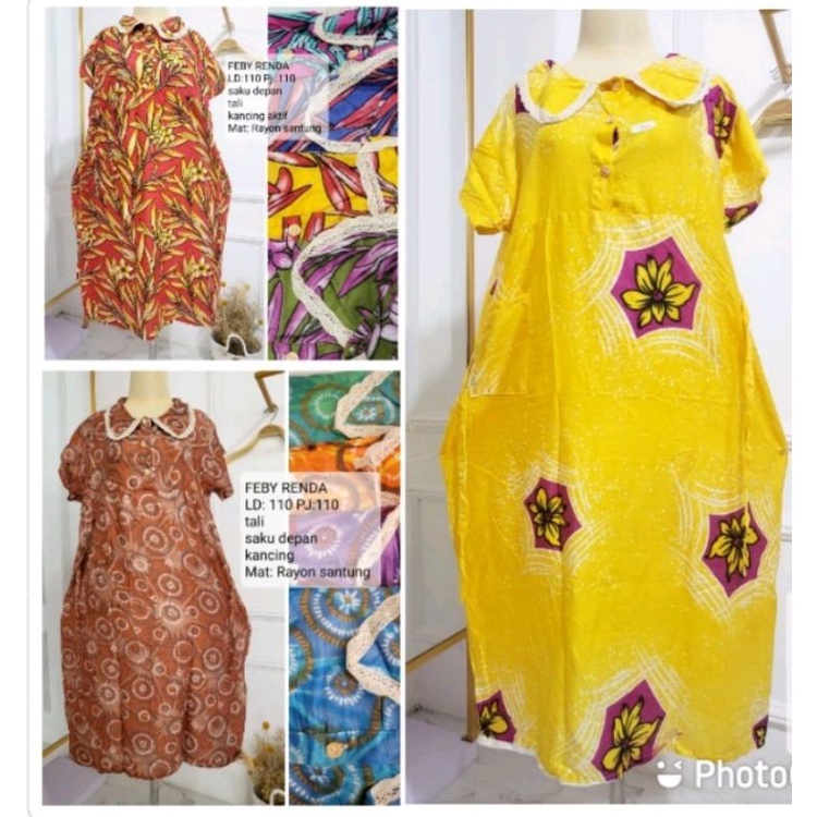 Daster Febi Kerah krah Renda putih viral kekinian Gudang Daster Depok Pekalongan Bali