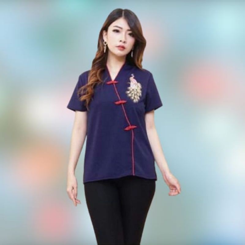 Promo Blouse Imlek Cheongsam Model Shanghai Bordir