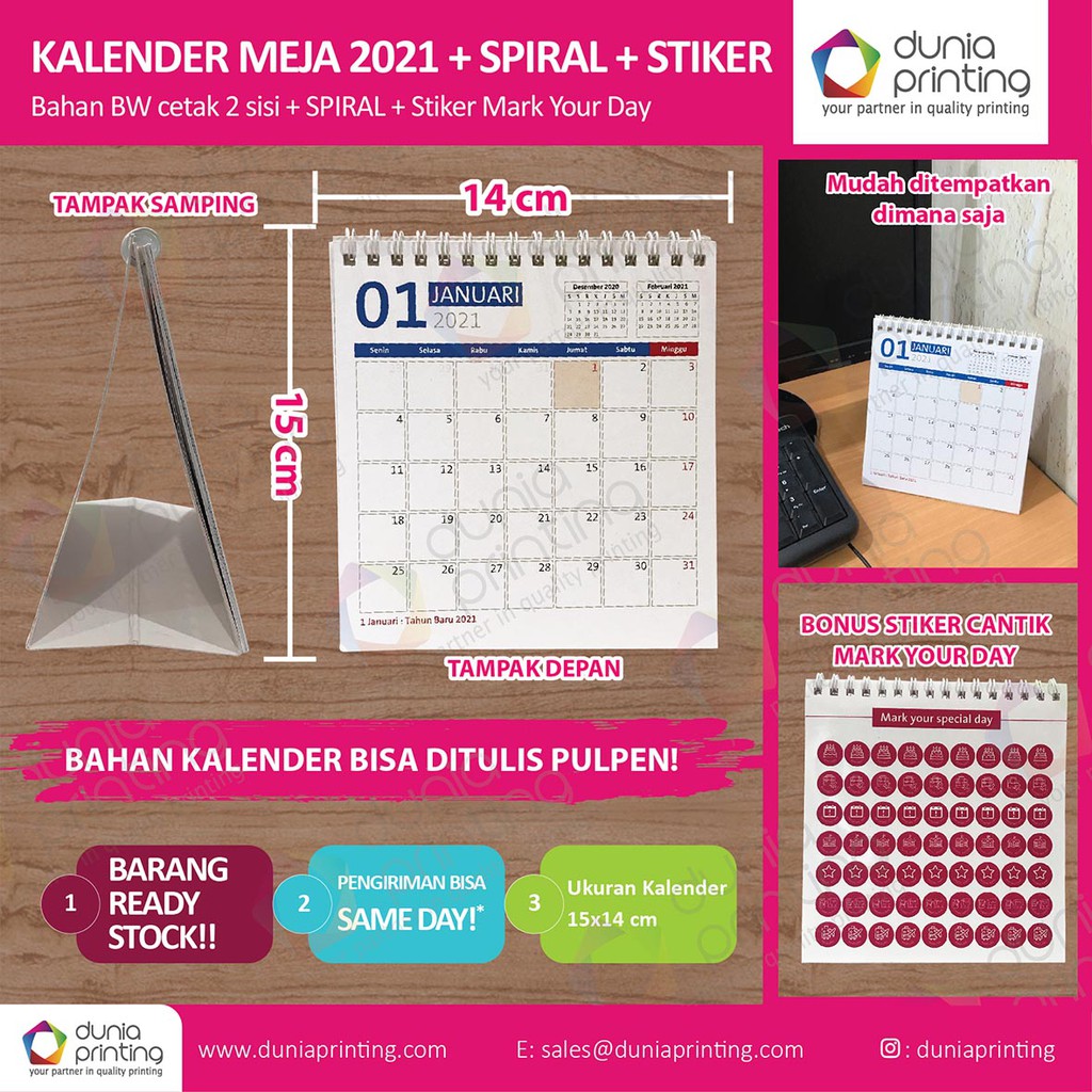 Kalendar Meja - Calendar Meja 2021 Spiral | Shopee Indonesia